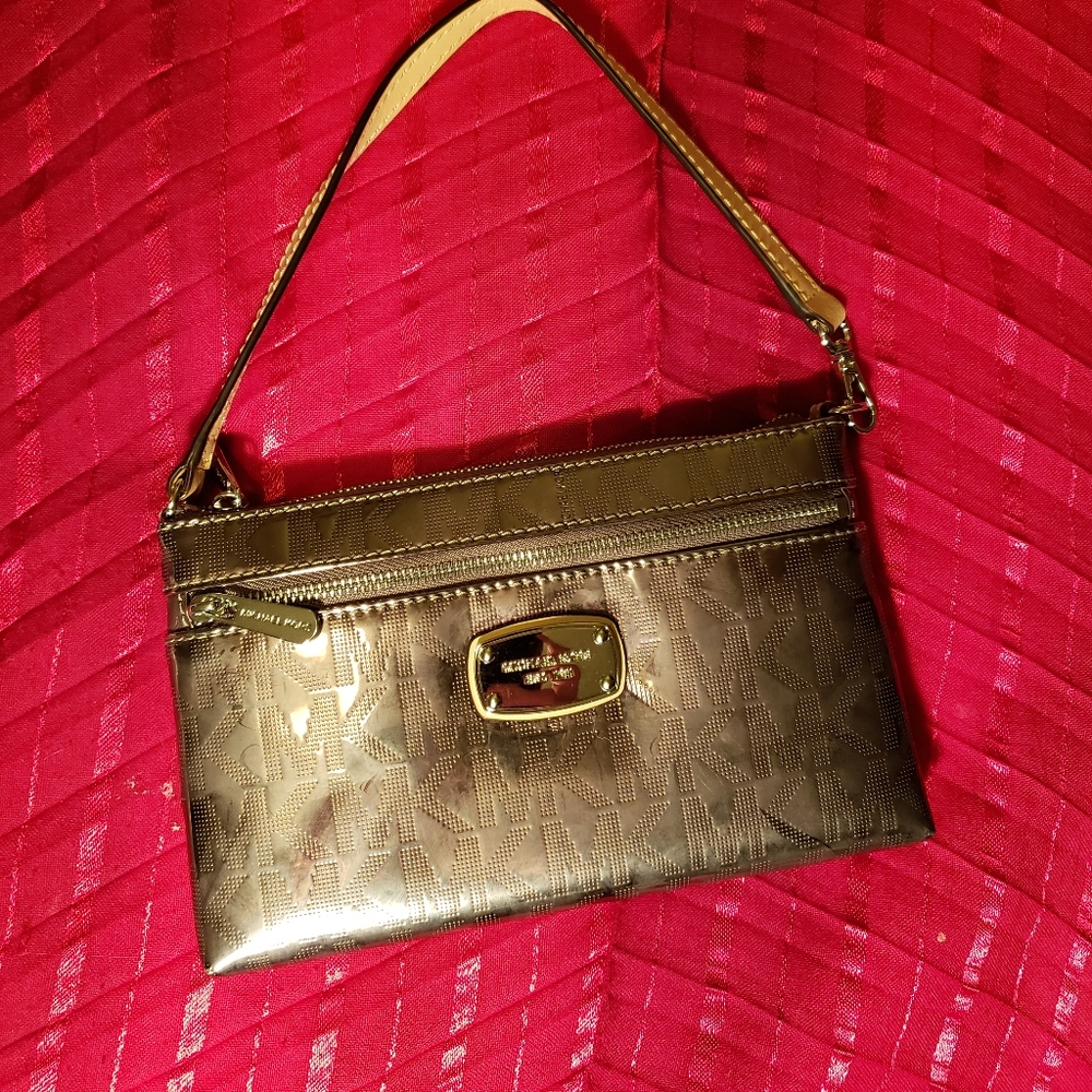 Michael Kors purse,  petite, bronze metallic